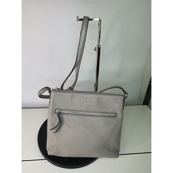 Kate Spade NY Jackson Gray Pebble Leather Crossbody Zip Top - Picture 1 of 12